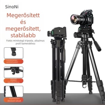 Sinoni 3605 Öt szegmensből álló állvány, 3D PTZ, Alumínium-ABS, Gyorskioldó lemez, Teherbírás 5 kg, Asztali tartó mobil élő közvetítéshez