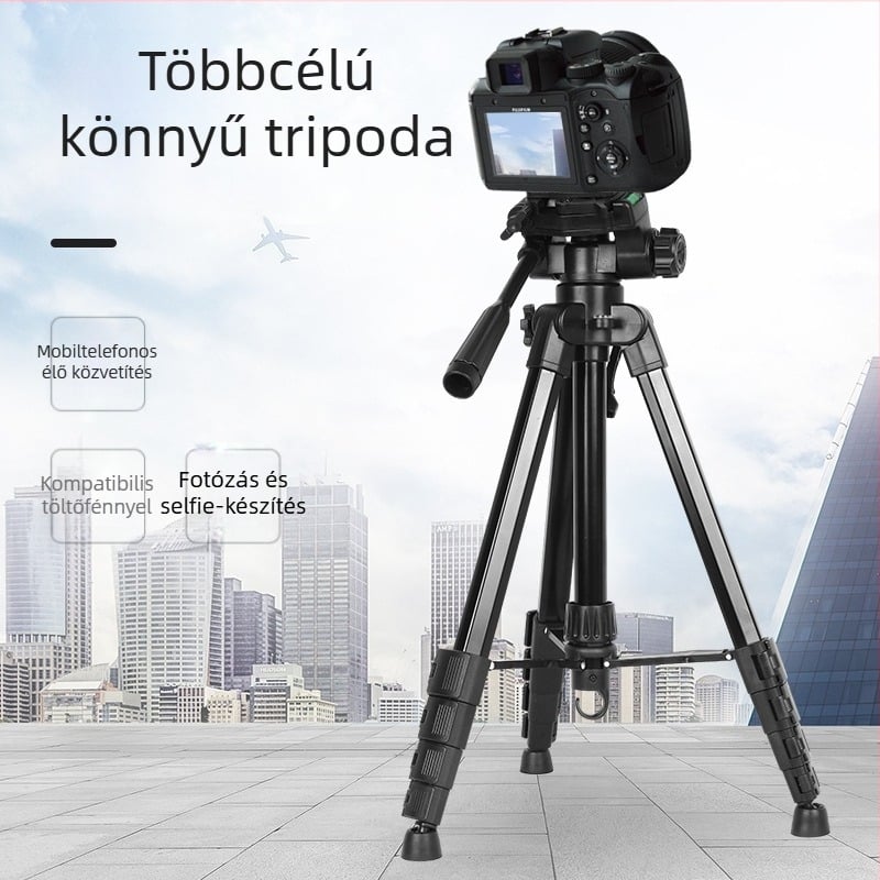 Sinoni 3605 Öt szegmensből álló állvány, 3D PTZ, Alumínium-ABS, Gyorskioldó lemez, Teherbírás 5 kg, Asztali tartó mobil élő közvetítéshez