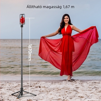 Mágneses selfie bot és mobiltelefon-trípod tartó Bluetooth-kapcsolattal, távirányítóval, testreszabható, hordozható, kinyitható