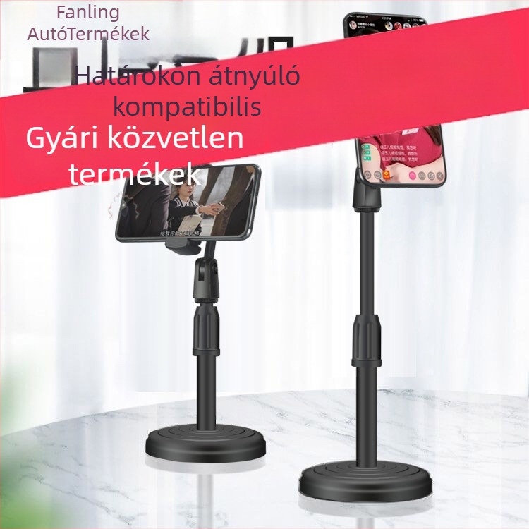 Asztali okostelefon-tartó élő közvetítéshez, tabletatartóval, Bluetooth-selfie, teleszkópos állítás, műanyag — Fan Ling