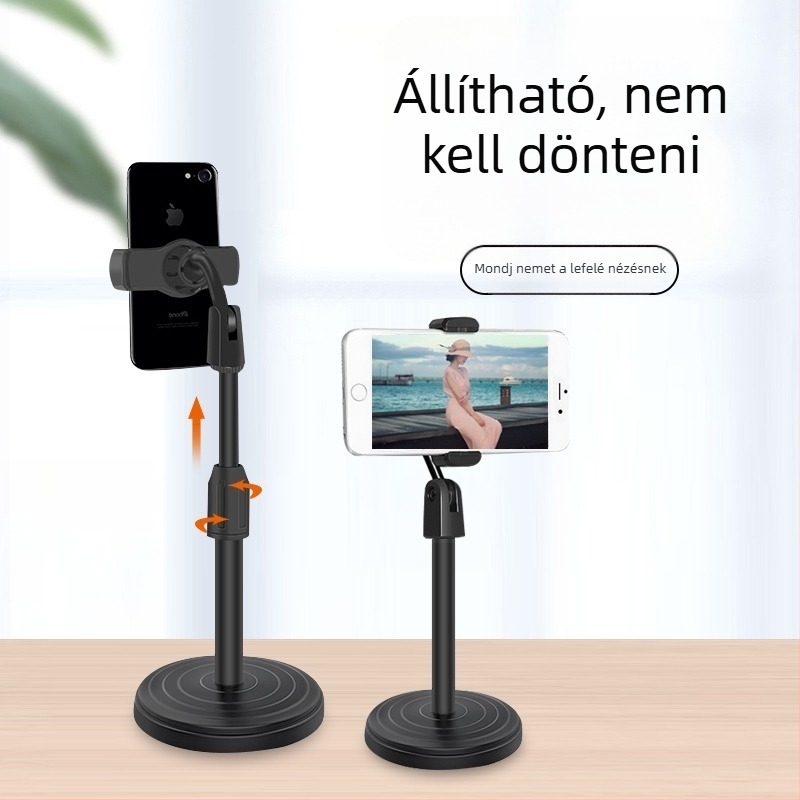 Asztali okostelefon-tartó élő közvetítéshez, tabletatartóval, Bluetooth-selfie, teleszkópos állítás, műanyag — Fan Ling