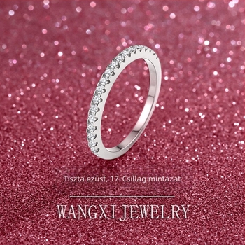 S925 ezüst gyűrű, gyémánt beültetés, WX035, Wangxi Jewelry, 17 csillagos Lovers stack gyűrű