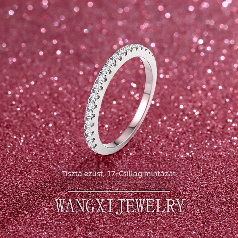 S925 ezüst gyűrű, gyémánt beültetés, WX035, Wangxi Jewelry, 17 csillagos Lovers stack gyűrű