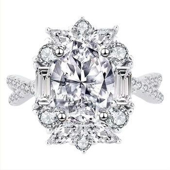 Moissanit gyűrű, ovális alak, réz beállítás, elektroplakált felület, uniszex dizájn