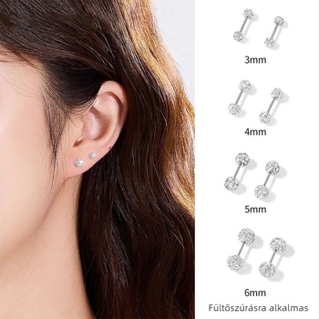 Titánium acélból készült fülbevaló, kerek fejű diamant-szerű dizájn, női elegáns stílus, alvás közben is viselhető (Anyag: titán acél; Feldolgozás: elektroplakálás; Forma: kerek fej; Stílus: városi divat; Célközönség: nők)