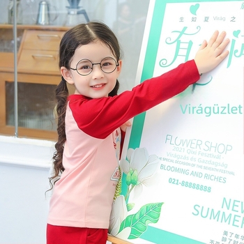 Lányok hosszú ujjú nyomtatott felső, koreai stílus, 100% pamut, rajzfilm minta, 3–8 éveseknek