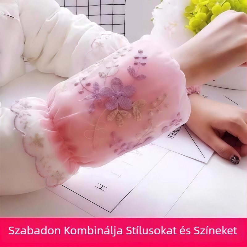 Dupla csipkés ujjvédők nőknek – szennyeződés elleni, hímzett, téli–tavaszi–ősz szezonokra