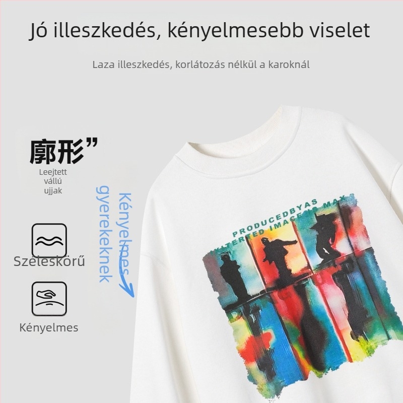 Gyerekeknek szóló pulóver felső, koreai stílus, betűs mintázat, 100% pamut, hosszú ujjú
