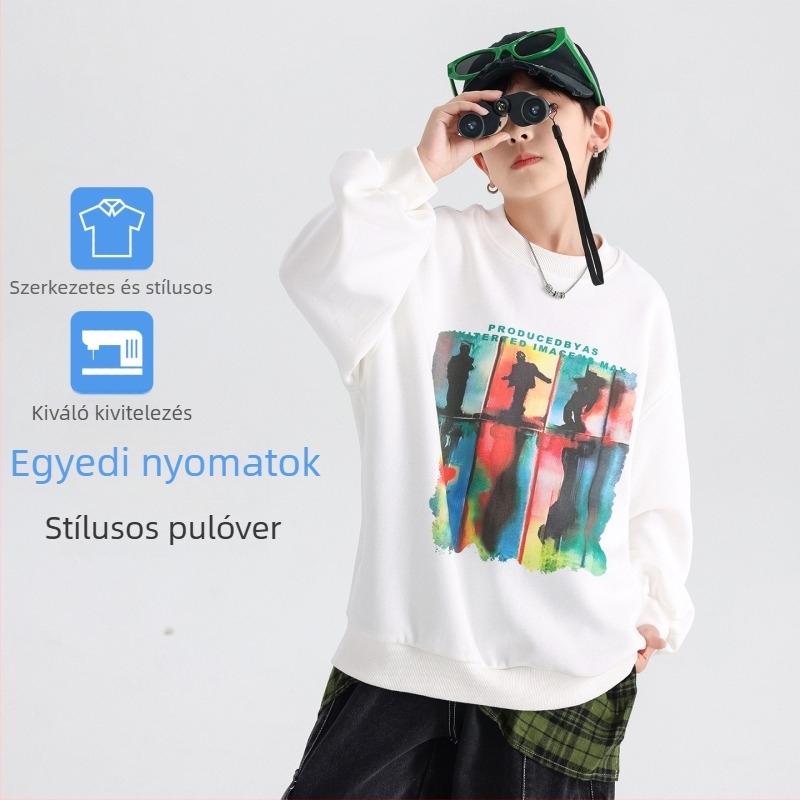 Gyerekeknek szóló pulóver felső, koreai stílus, betűs mintázat, 100% pamut, hosszú ujjú