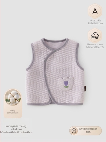 Újszülött meleg mellény, unisex, 0–1 év, 100% pamut, vastagított, poliészter töltet, tél/ősz