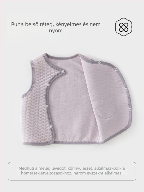 Újszülött meleg mellény, unisex, 0–1 év, 100% pamut, vastagított, poliészter töltet, tél/ősz