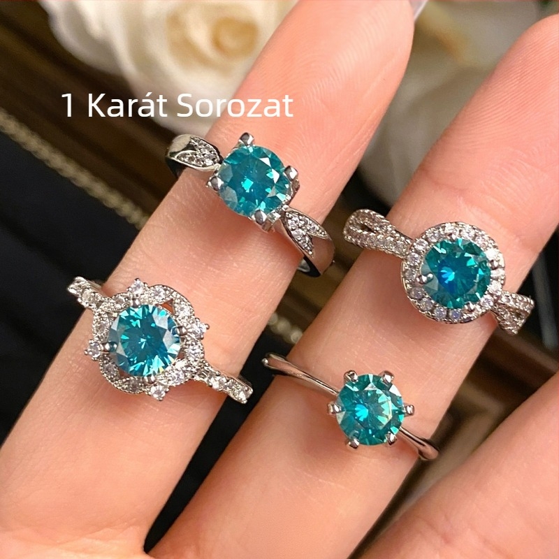 Geometriai réz gyűrű moissanit gyémánttal, Thousand Jewelry, eredet Shantwei, kezelés: gyémánt