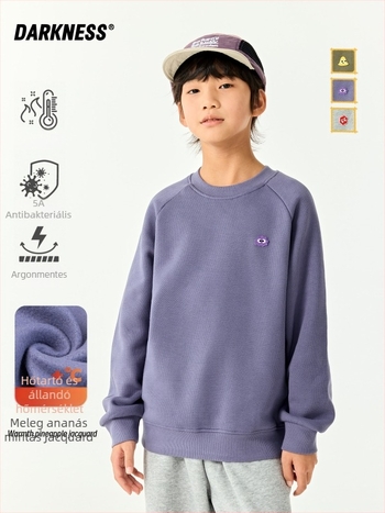 Gyerekeknek készült fleece béléses pulóver, kényelmes casual stílus, pamut-poliészter keverék, hosszú ujjú, uniszex