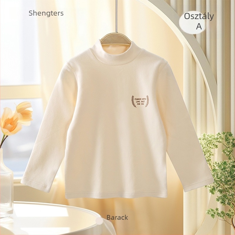 Hosszú ujjú gyerek pamut T‑shirt, uniszex, kerek nyak, karikatúra mintás, modell M8152, Shengteshi, 1–8 éveseknek