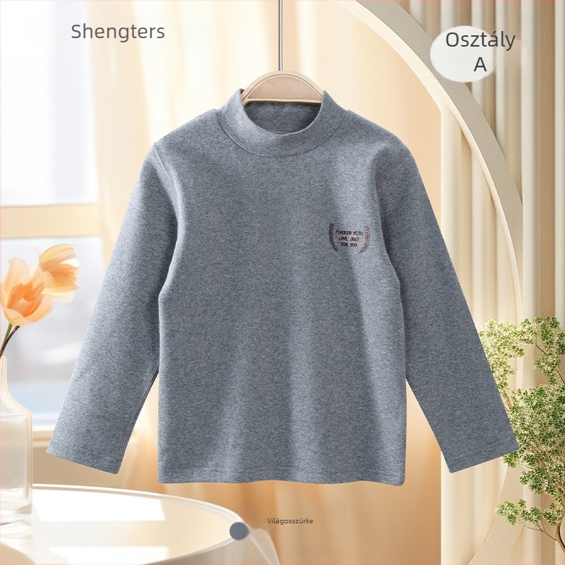Hosszú ujjú gyerek pamut T‑shirt, uniszex, kerek nyak, karikatúra mintás, modell M8152, Shengteshi, 1–8 éveseknek