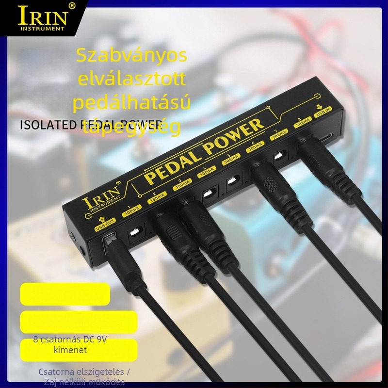 IRIN PW-1 8-csatornás effekt-táp gitárhoz, 9V, alacsony zajú, fém ház