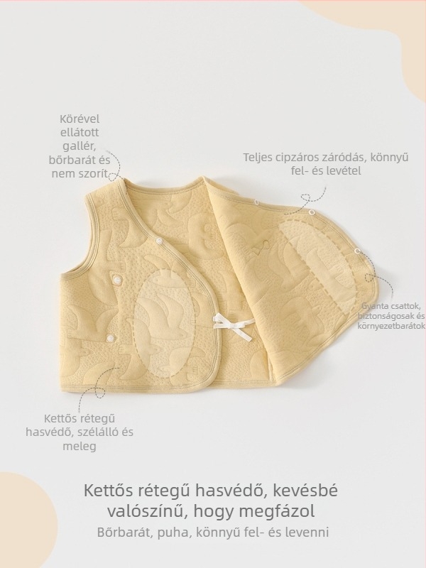Gyerekeknek szóló ujjatlan mellény, pamut anyag, poliészter töltet, poliészter bélés, gombos záródás, uniszex