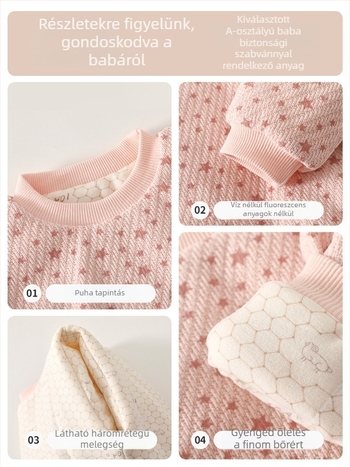 Gyerekeknek készült jacquard vastag pulóver-sweatshirt, uniszex, 3–8 éveseknek, hosszú ujjú