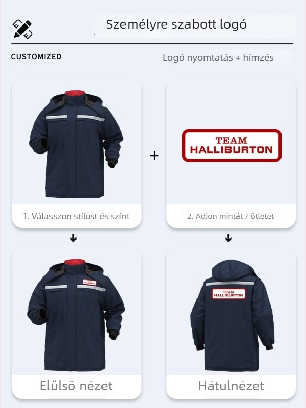 Téli munkaruházat gyári műhelyhez, 100% poliészter, hideg elleni védelem, felnőtt férfiak számára