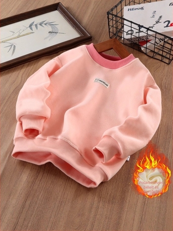 Gyerekek uniszex fleece béléses vastag pulóver-sweatshirt, hosszú ujjú, 3–8 éveseknek