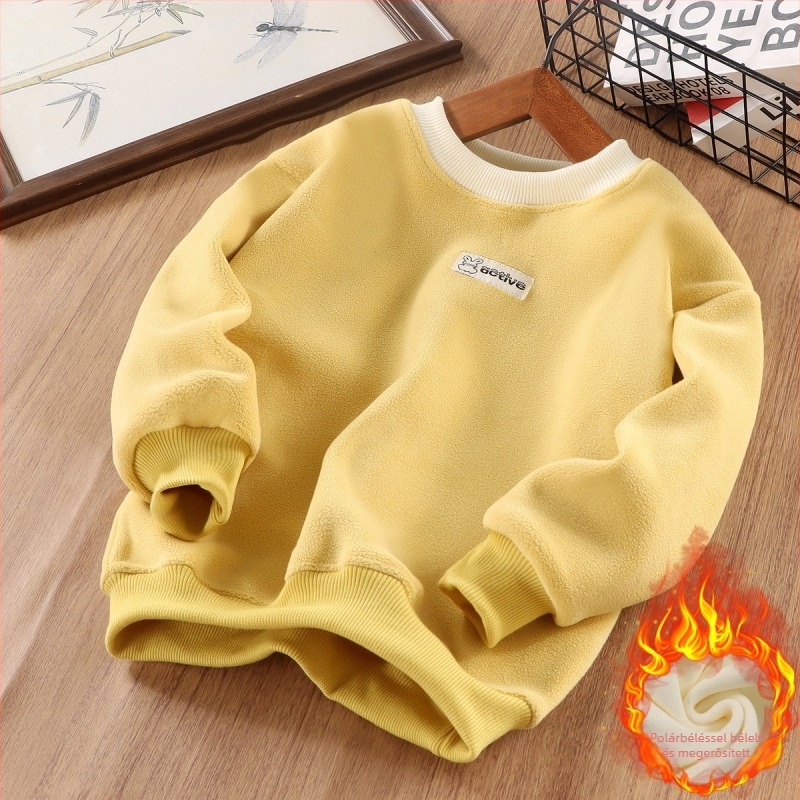 Gyerekek uniszex fleece béléses vastag pulóver-sweatshirt, hosszú ujjú, 3–8 éveseknek