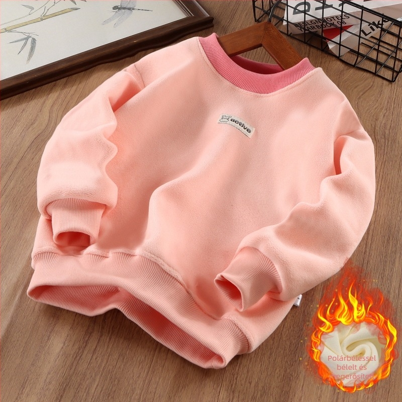 Gyerekek uniszex fleece béléses vastag pulóver-sweatshirt, hosszú ujjú, 3–8 éveseknek