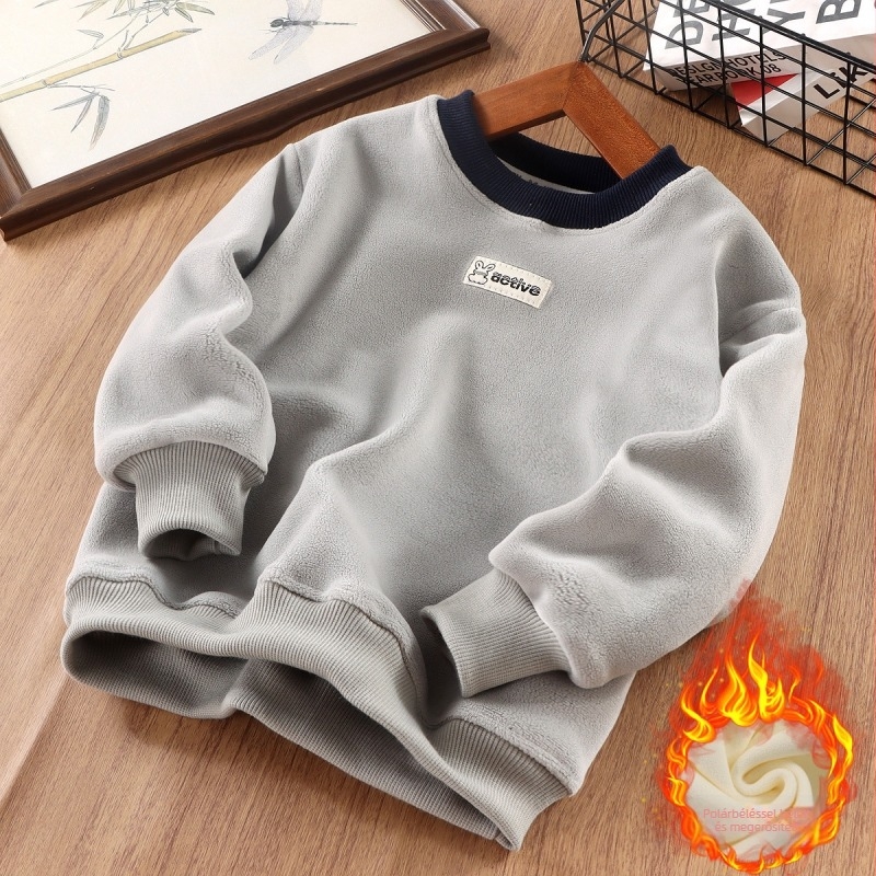 Gyerekek uniszex fleece béléses vastag pulóver-sweatshirt, hosszú ujjú, 3–8 éveseknek