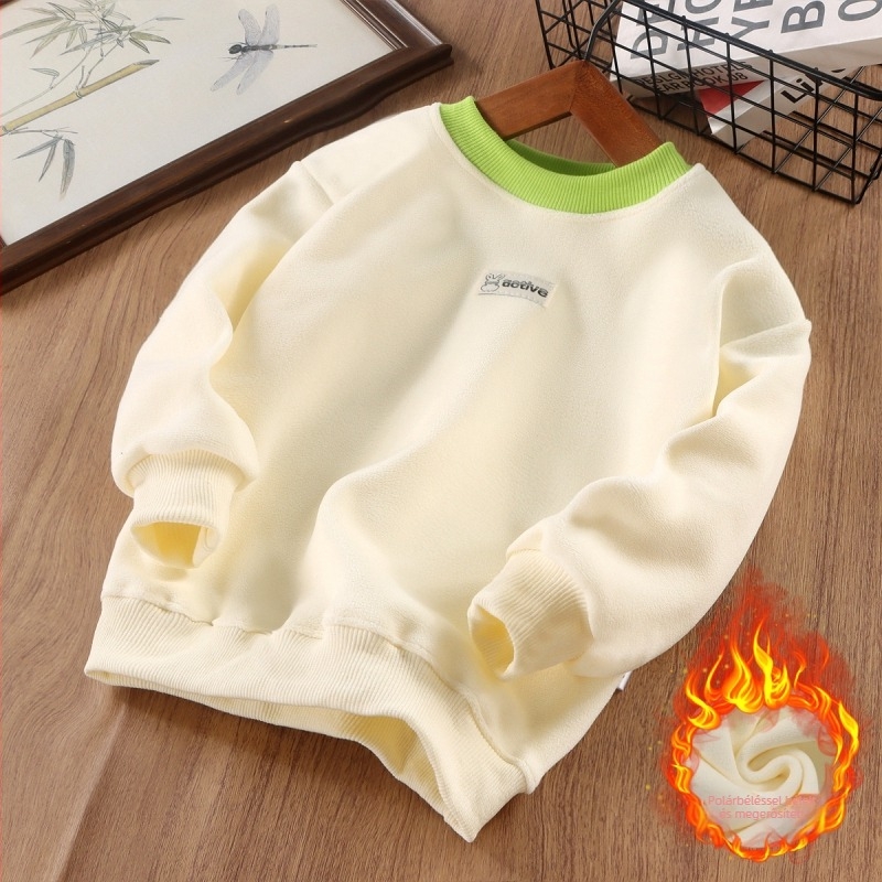 Gyerekek uniszex fleece béléses vastag pulóver-sweatshirt, hosszú ujjú, 3–8 éveseknek