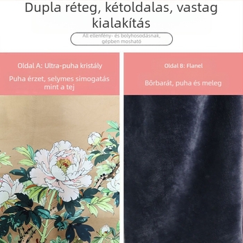 Kristályos bársony flanell takaró - kétoldalas vállkendő, virágos mintával, négy évszakos, súly 500–800 g, egyedi gyártás elérhető