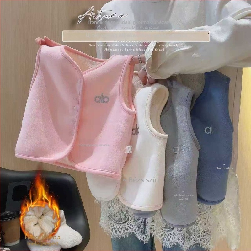 Gyerekeknek készült vastag Aurora Fleece mellény, uniszex, gombos zárás, kapucni nélkül, 3–8 éveseknek