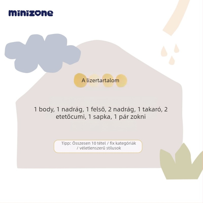 minizone Újszülött baba ajándékbox – Asszortált 10-részes pamut ruházati készlet, hosszú ujjú pulóverek, lágy anyag, 0–12 hónapos korosztály