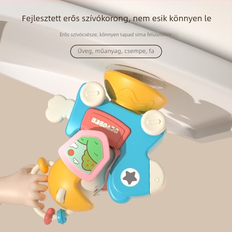 Oktató, multifunkcionális babajáték szívóval és karussellal, forgó szélmalommal, csúszó autóval, műanyagból, 0–3 éveseknek