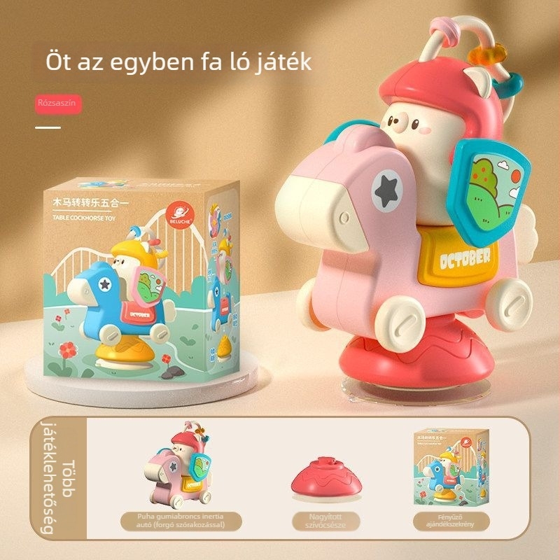 Oktató, multifunkcionális babajáték szívóval és karussellal, forgó szélmalommal, csúszó autóval, műanyagból, 0–3 éveseknek