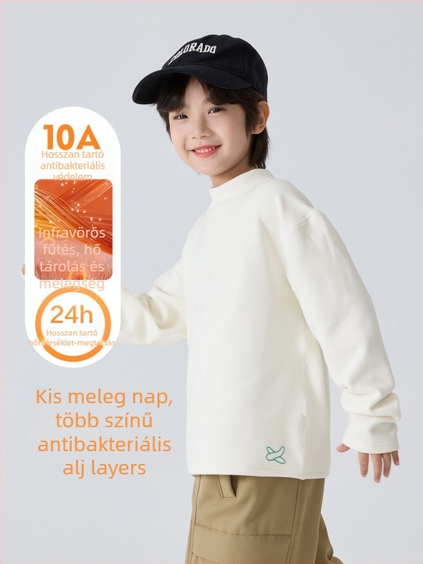 Gyermekeknek szóló póló, Koreai stílus, Német fleece, Poliészter 81,4%, Magas gallér