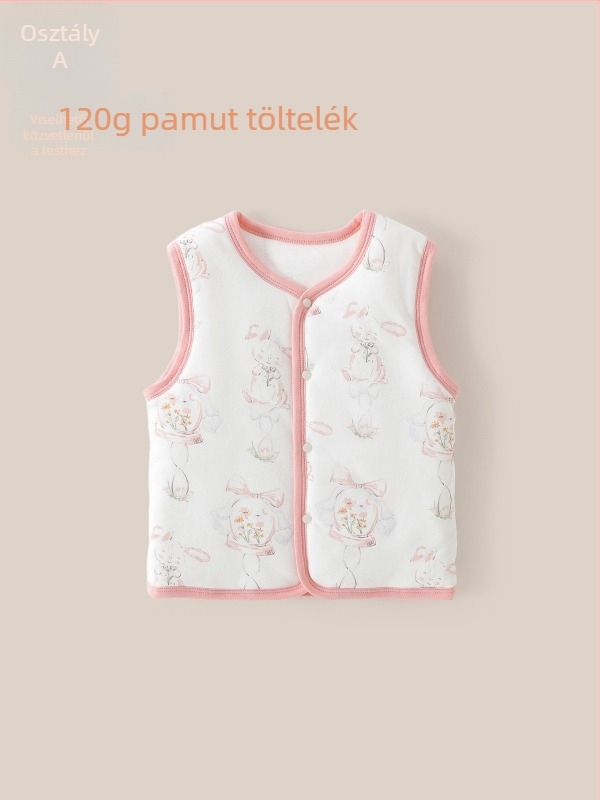 Csecsemő téli mellény, 120 g pamut töltés, vastag, kardigán stílusú, zárás egy sor gombbal