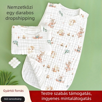 Baba hálózsák mellény-stílusban, tiszta pamut anyag, pamut töltet, gyümölcsös karikatúra dizájn