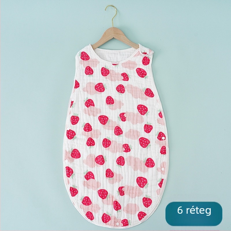 Baba hálózsák mellény-stílusban, tiszta pamut anyag, pamut töltet, gyümölcsös karikatúra dizájn