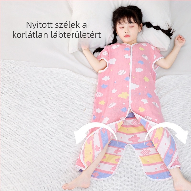 Gyerekeknek négy évszakos alvózsák, 100% pamut gézanyagból, elválasztott lábakkal, töltés kasmír és pehely