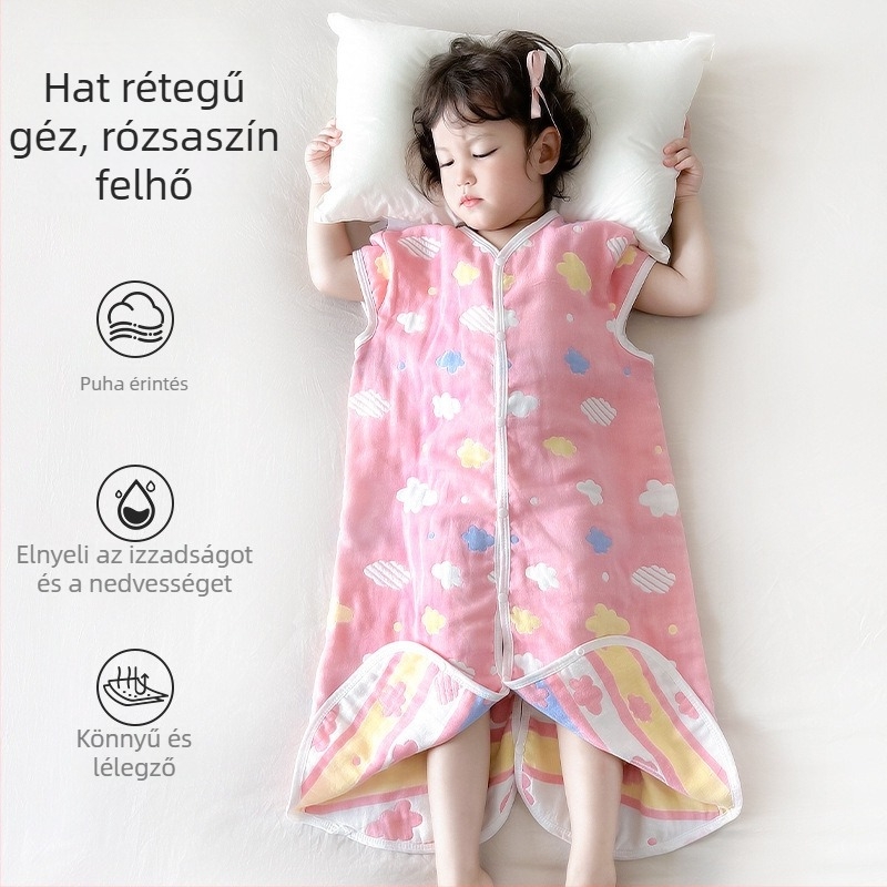 Gyerekeknek négy évszakos alvózsák, 100% pamut gézanyagból, elválasztott lábakkal, töltés kasmír és pehely