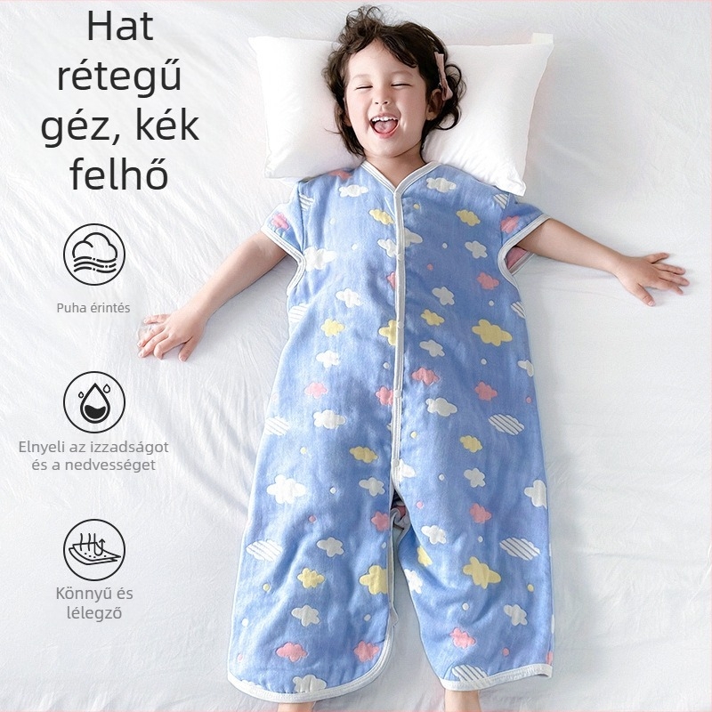 Gyerekeknek négy évszakos alvózsák, 100% pamut gézanyagból, elválasztott lábakkal, töltés kasmír és pehely