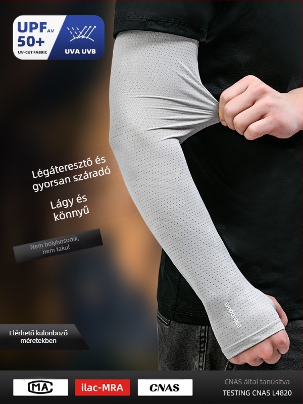 Nylon UV kartvédő ujjvédők, lazán illeszkedő szabás, jégselyem anyag, 81-95% nylon tartalom, 2023 tavasz