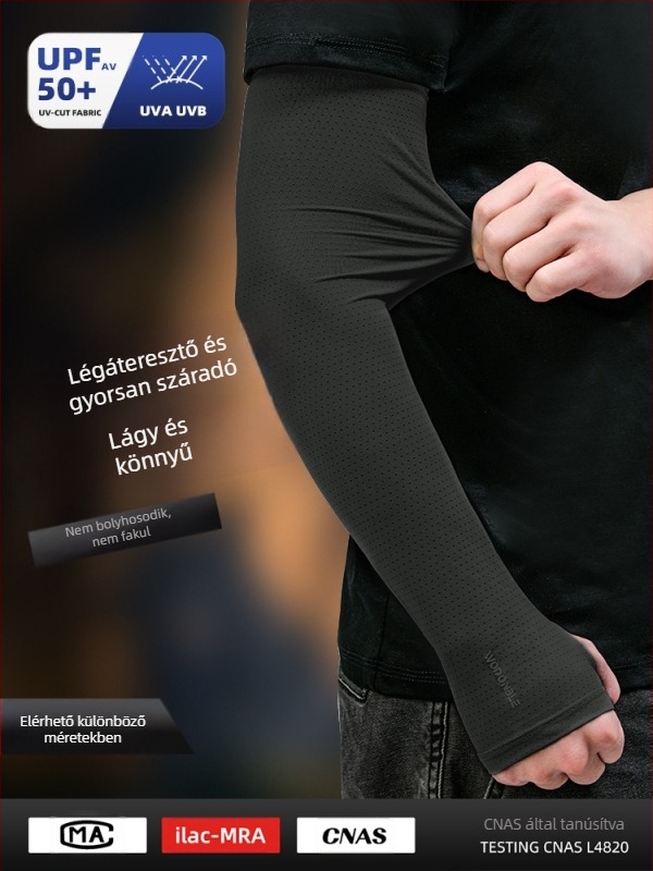 Nylon UV kartvédő ujjvédők, lazán illeszkedő szabás, jégselyem anyag, 81-95% nylon tartalom, 2023 tavasz