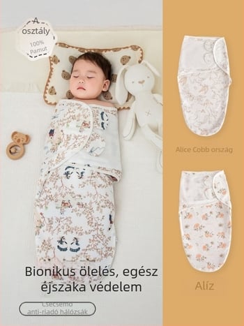 Anti-jump baba alvózsák - karikatúra mintás, külső anyag pamutkeverék, bélés és töltet 100% pamut, cocoon típus, 0–1 év