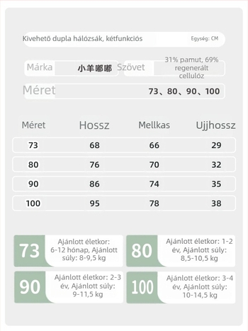 Alvózsák gyerekeknek – bambusz rostból készült anyag, szintetikus töltet, levehető ujjak, négy évszakos használat, rajzfilmszerű mintával