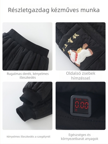 Gyerekek téli bélelt nadrág poliészterből, meleg béléssel, hosszú, elasztikus derékvonal, 1–3 éveseknek