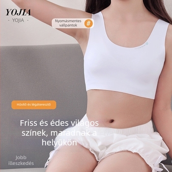 YOJIA Lányoknak szánt sportmelltartó – Fejlődési szakasz 1, 8+ éveseknek (140 cm felett), poliészter-terry anyag, nyár 2025