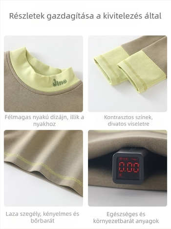 Baba belső felső és nadrág készlet, koreai stílus, Lyocell/Poliészter/Pamut/Elasztán keverék, 1–3 éveseknek, félmagas gallér, téli-tavaszi-őszi szezon