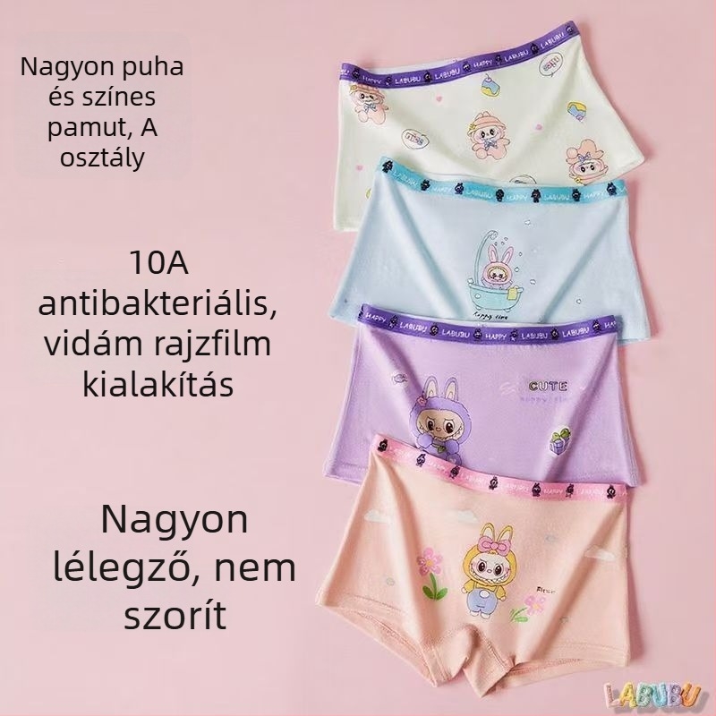 4 darabos gyermek fehérnemű készlet, 95% pamut, Biztonsági osztály A, lányoknak, Termékkód 3008