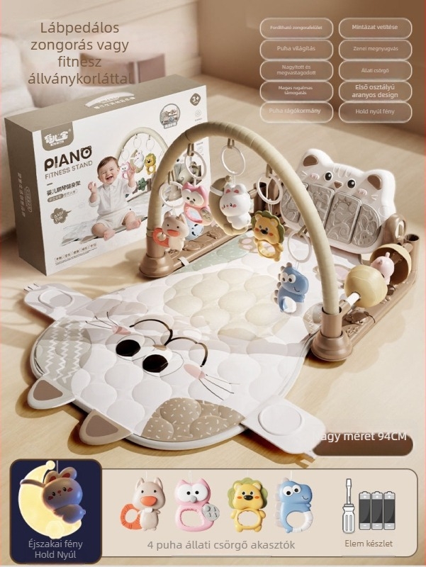Baba aktivitás gimnasztikája levehető akasztóelemekkel, fény- és hanghatással, projekcióval — műanyag játék 0–3 éveseknek