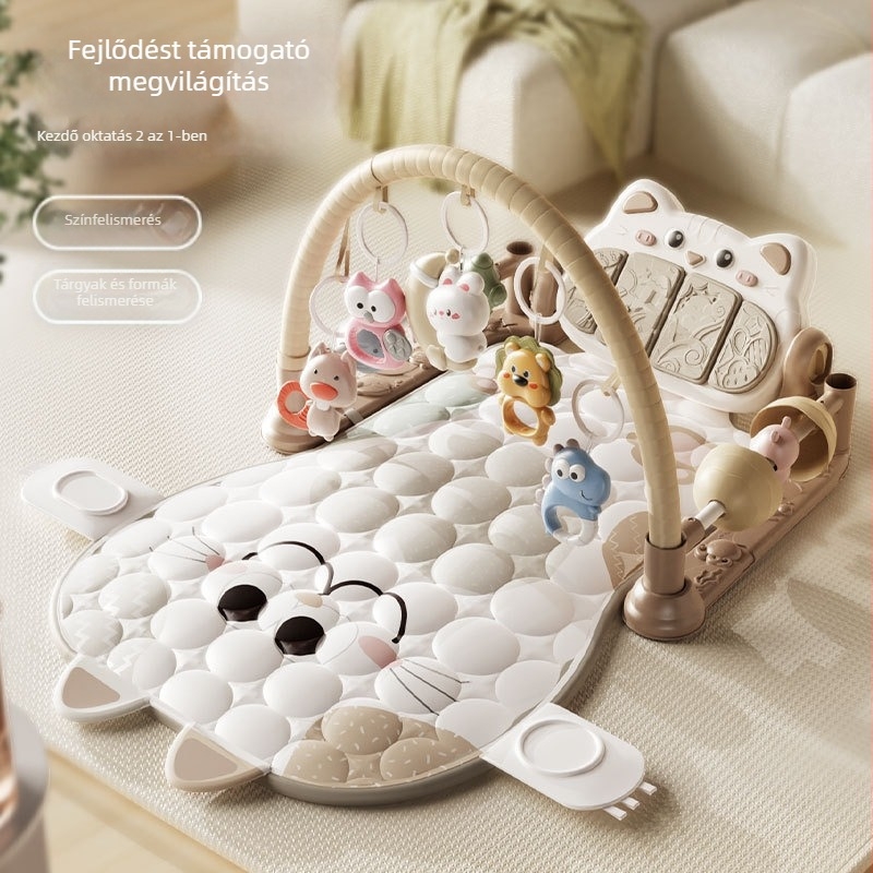 Baba aktivitás gimnasztikája levehető akasztóelemekkel, fény- és hanghatással, projekcióval — műanyag játék 0–3 éveseknek